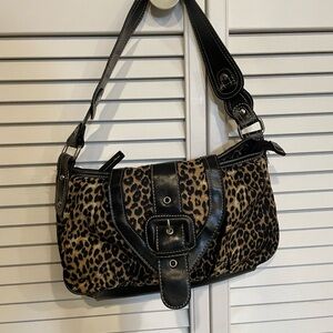 Sonoma Leopard Print Shoulder Bag with Black Trim